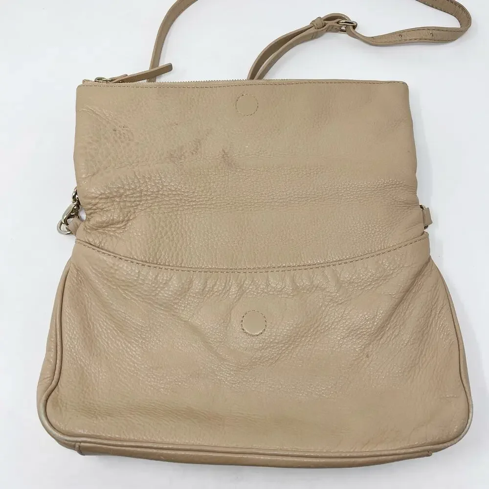 Kate Spade Taupe Cobble Hill Crossbody Leather Bag Flap Top Zip Pocket Pebbled